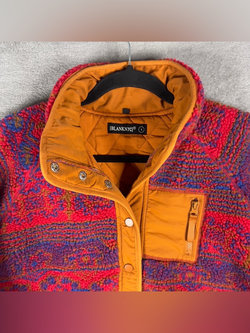 Blank NYC Sherpa Teddy Bear Button Up Jacket Women's Small Aztec Geometric - Picture 3 of 9